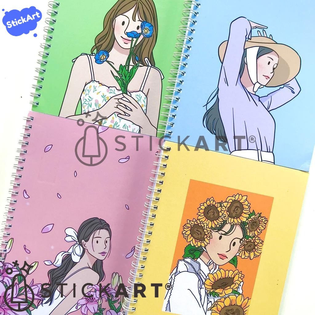 

[STICKART] Notebook spiral A5 aesthetic/ journal book/ buku tulis spiral BAHAN DAN KWALITAS PREMIUM
