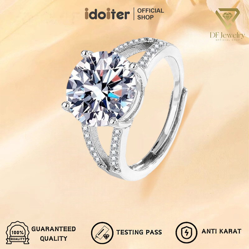 Idoiter 5 karat  Baris Ganda  Cincin Berlian  Wanita  Berlian Moissanite Imitasi  Terbuka  Mewah  Ci