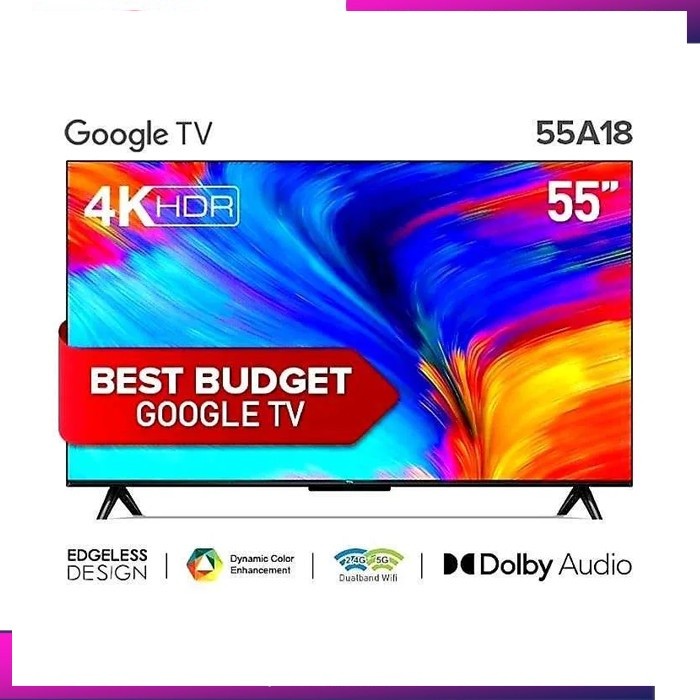 TELEVISI 55 INCH /TCL 55A18 A18 SMART TV8 ANDROID 4K UHD GOOGLE TVCO