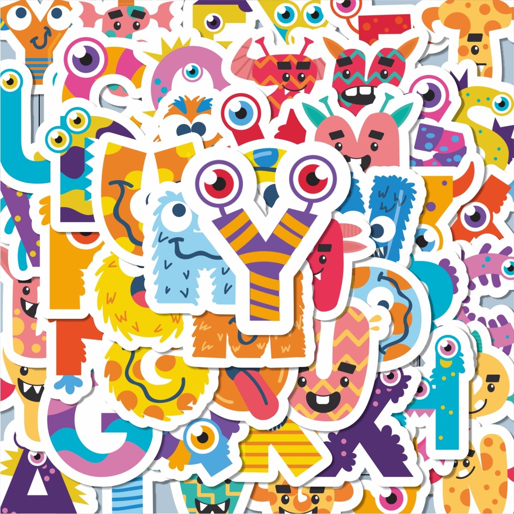 

100PCS Lucu Sticker Alfabet Lore Sticker Stiker Aesthetic Stiker Anti Air Stikers Berperekat Waterproof sticker decal buat Motor Helm Buku Journal Koper Casing HP Laptop Botol Minum Hadiah anak