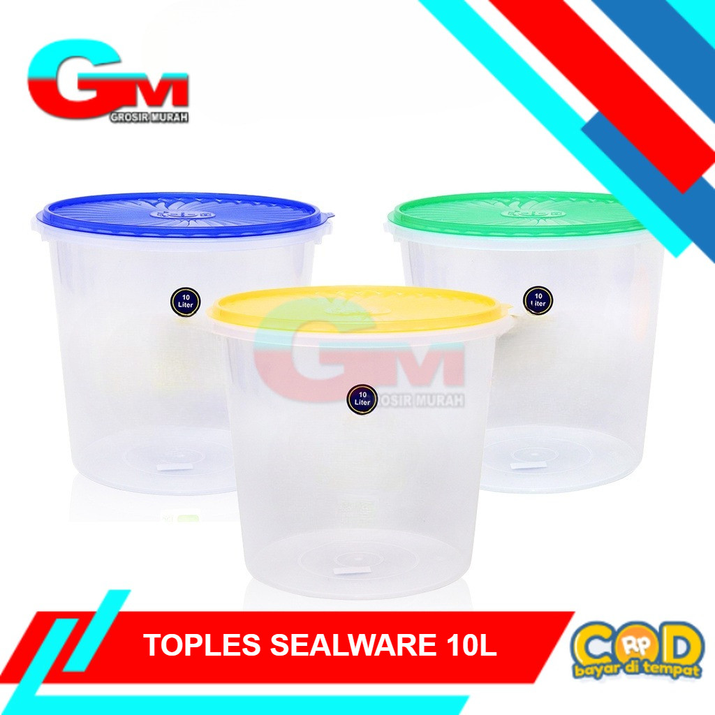 Toples  Kerupuk 10 LITER / Wadah Plastik Makanan Serbaguna Tutup Rapat BPA Free