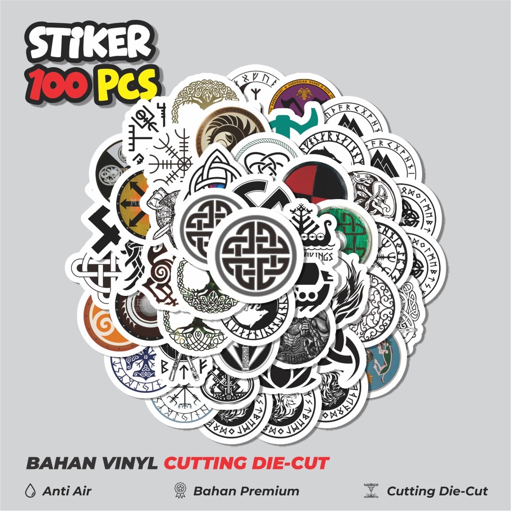 

Terbaru! 50 pcs Sticker Totem Misterius Simbol Viking Sticker Dekorasi Lucu Kreatif untuk Notebook, Skateboard, HP