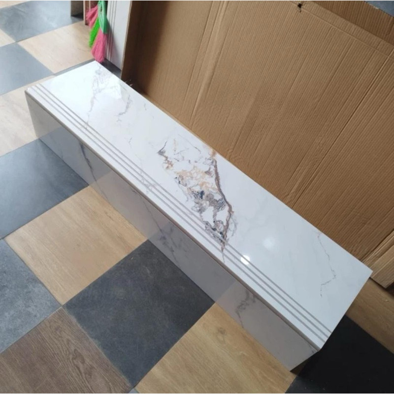 granit / keramik pijakan tangga putih Carara marble 30x80 30x90 30x100 30x120 / 20x80 20x90 20x100 2