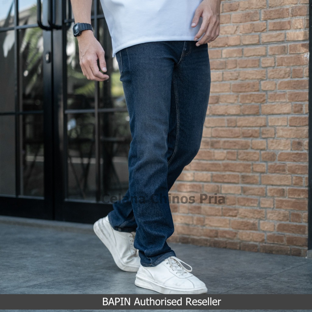 Bapin Celana Jeans Pria Panjang Soft Slimfit Lokal Pants Unisex Erigo Stretch Straight Ocean Fit
