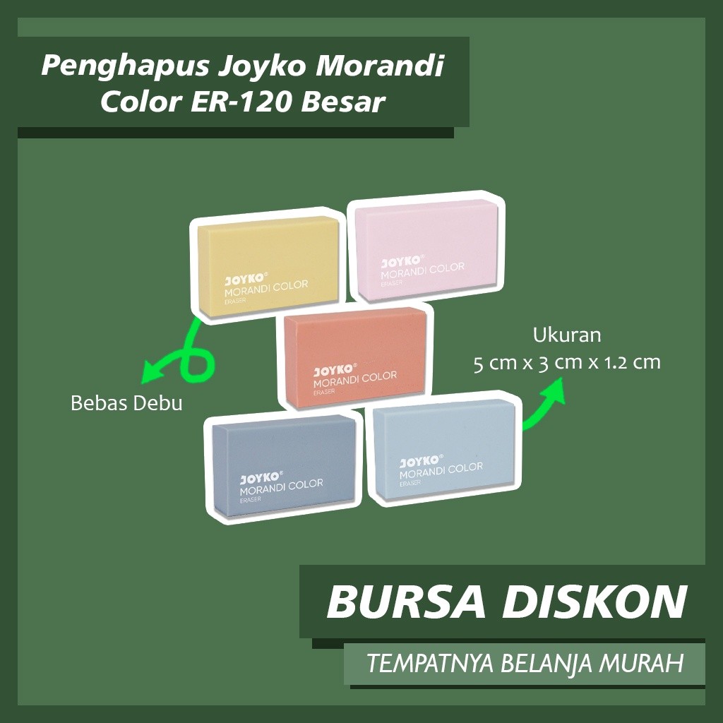 

Penghapus Joyko Morandi Color ER-120 Besar Eraser Penghapus Karet Hapusan Stip Setip Eraser Sekolah