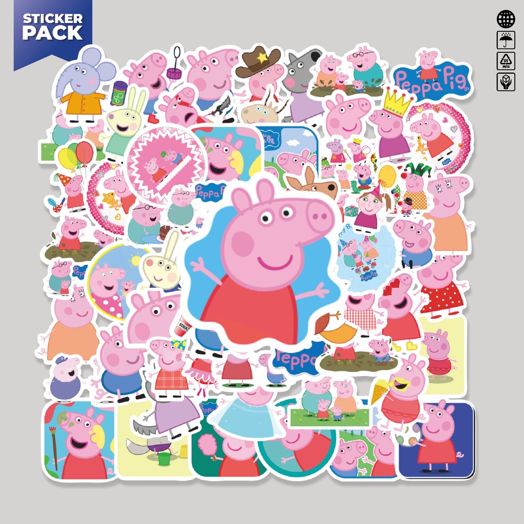 

[100PCS]Stiker Pack Sticker Kartun Peppa Pig Sticker Aesthetic Vinyl Anti Air Dekorasi Sticker Laptop Buku Journal Koper Helm Casing HP Gitar Helm Skateboard