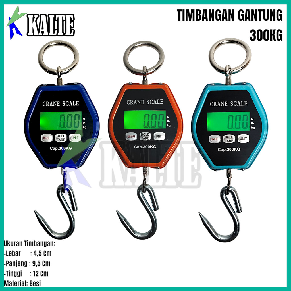 Timbangan Gantung 300Kg Portabel, Timbangan Digital Gantung 300Kg