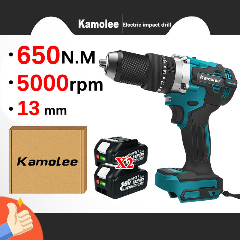 Kamolee 650N.M Brushless Impact Drill Set, Furniture, Drillable, Wood, Concrete (Compatible with Mak