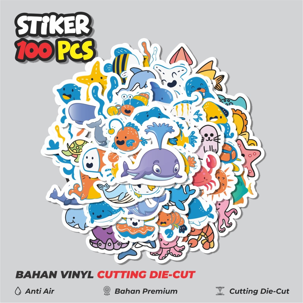 

Terbaru! 50 pcs Stiker Cartoon Marine Animal Baby [Kartun Bayi Hewan Laut] Dekorasi Lucu Kreatif untuk Notebook, Skateboard, HP