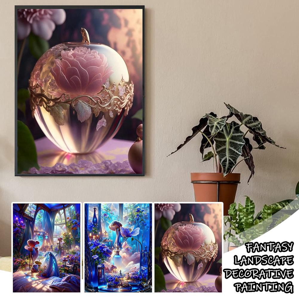 

Fantasy Mushroom House DIY Painting By Numbers Package Paints Acrylic Painting Wall Decoration Oil K7J6