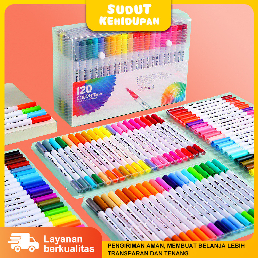 

120 Warna Set 2 Tips Marker Pen Anak Pensil Air Dapat Dicuci Lembut Untuk Kepala Siswa Seni Khusus Pensil Gambar Garis
