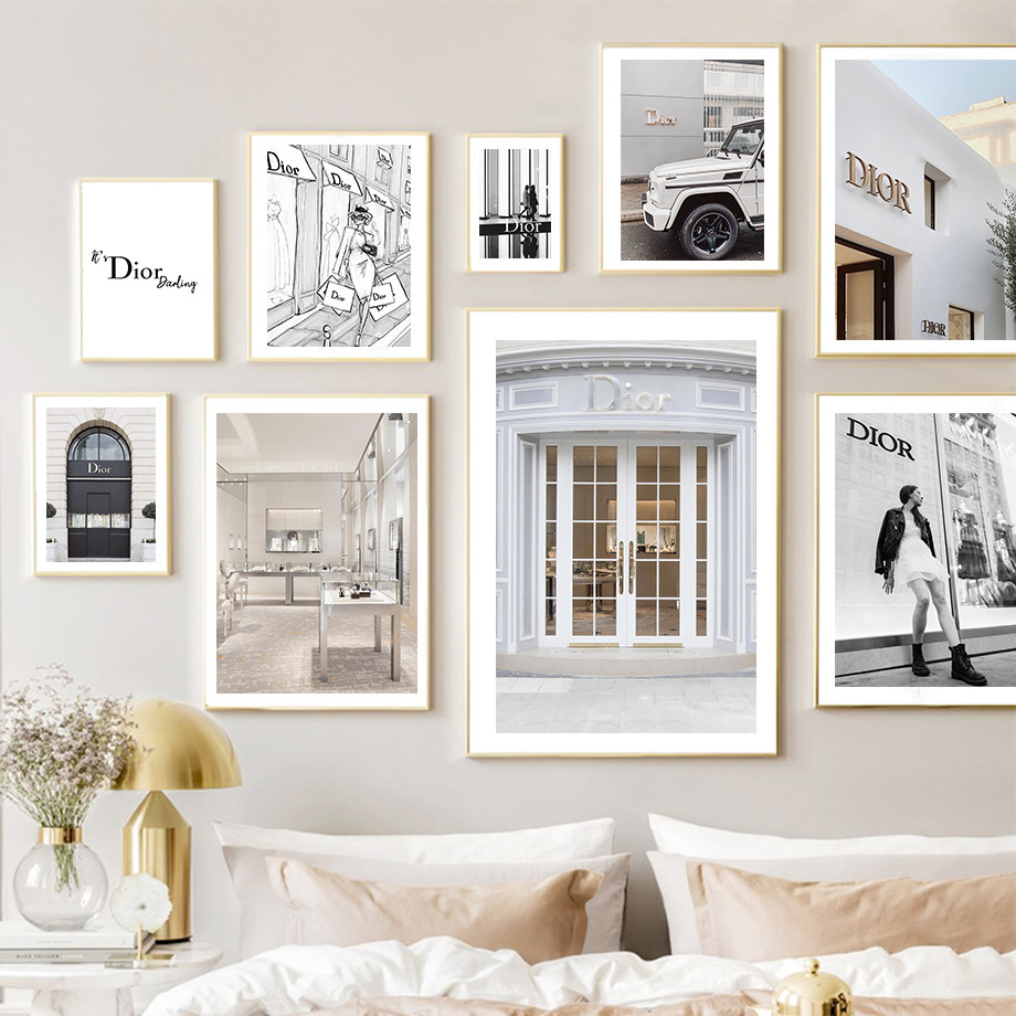 

Street Scenes Luxury Stores Sign Model Car Wall Art Canvas Painting Nordic Poster And Prints Wall Pictures For Living Room Decor