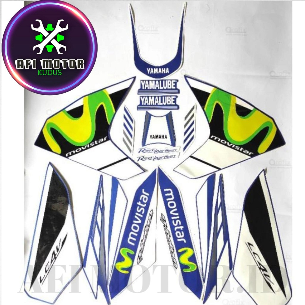 Striping Stiker Polet Motor YAMAHA Vixion 150 R 2013 2014 Movistar Biru Putih List Body Bodi Full Se