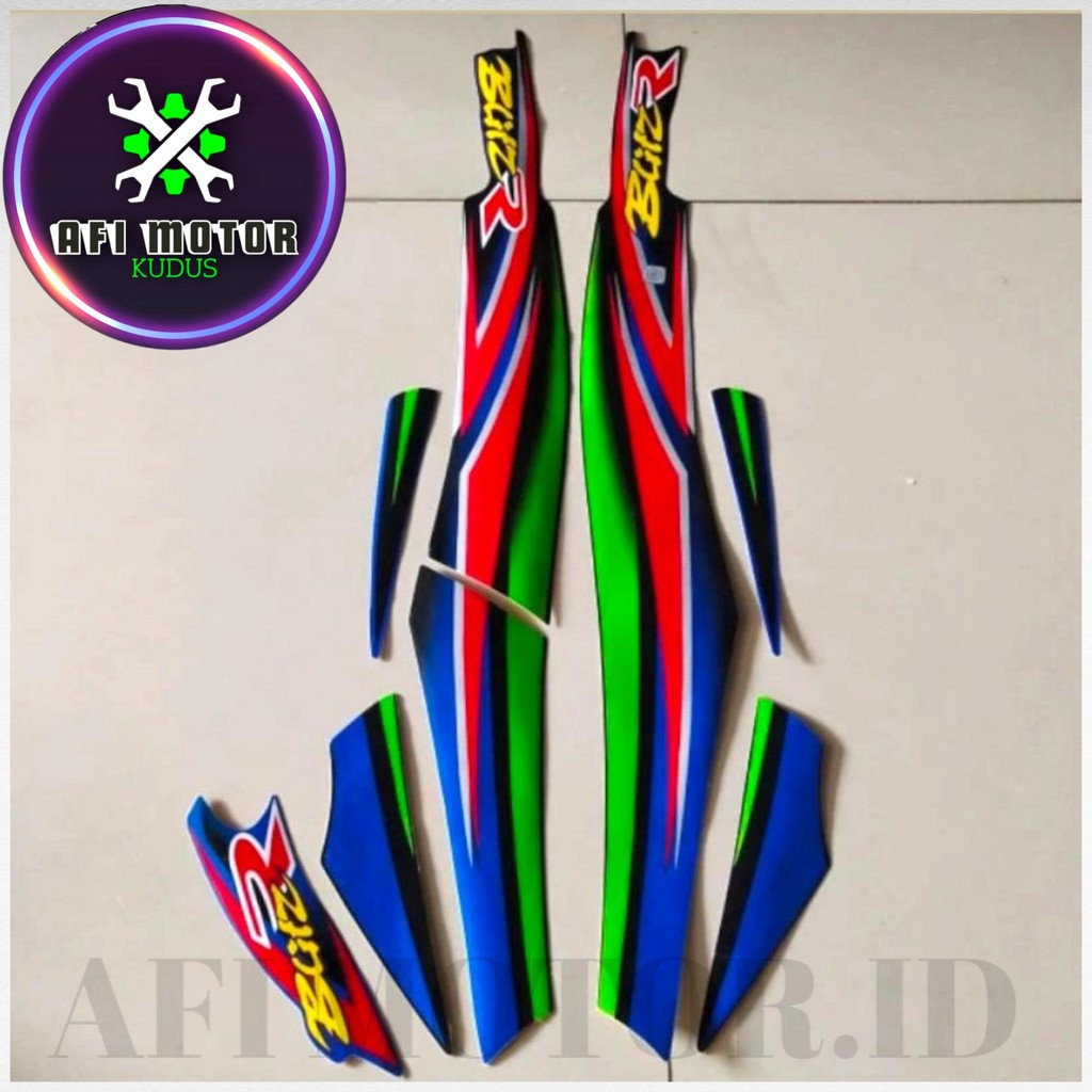 Striping Stiker Polet Body Motor KAWASAKI Blitz R Blitz-R Biru Setiker Lis Bodi Full Set Standar Pre