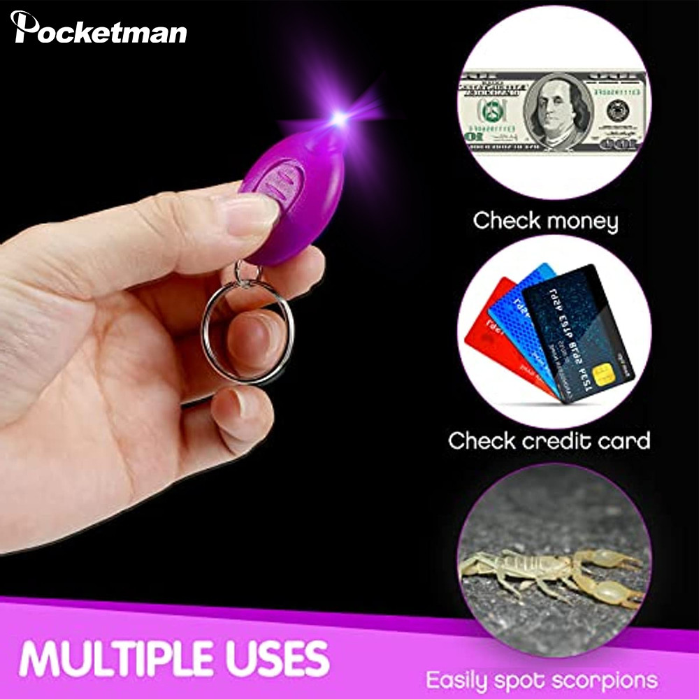 Mini Keychain Flashlight UV Light Keychain Light 395nm Ultraviolet Black Light Mini UV Flashlight Po
