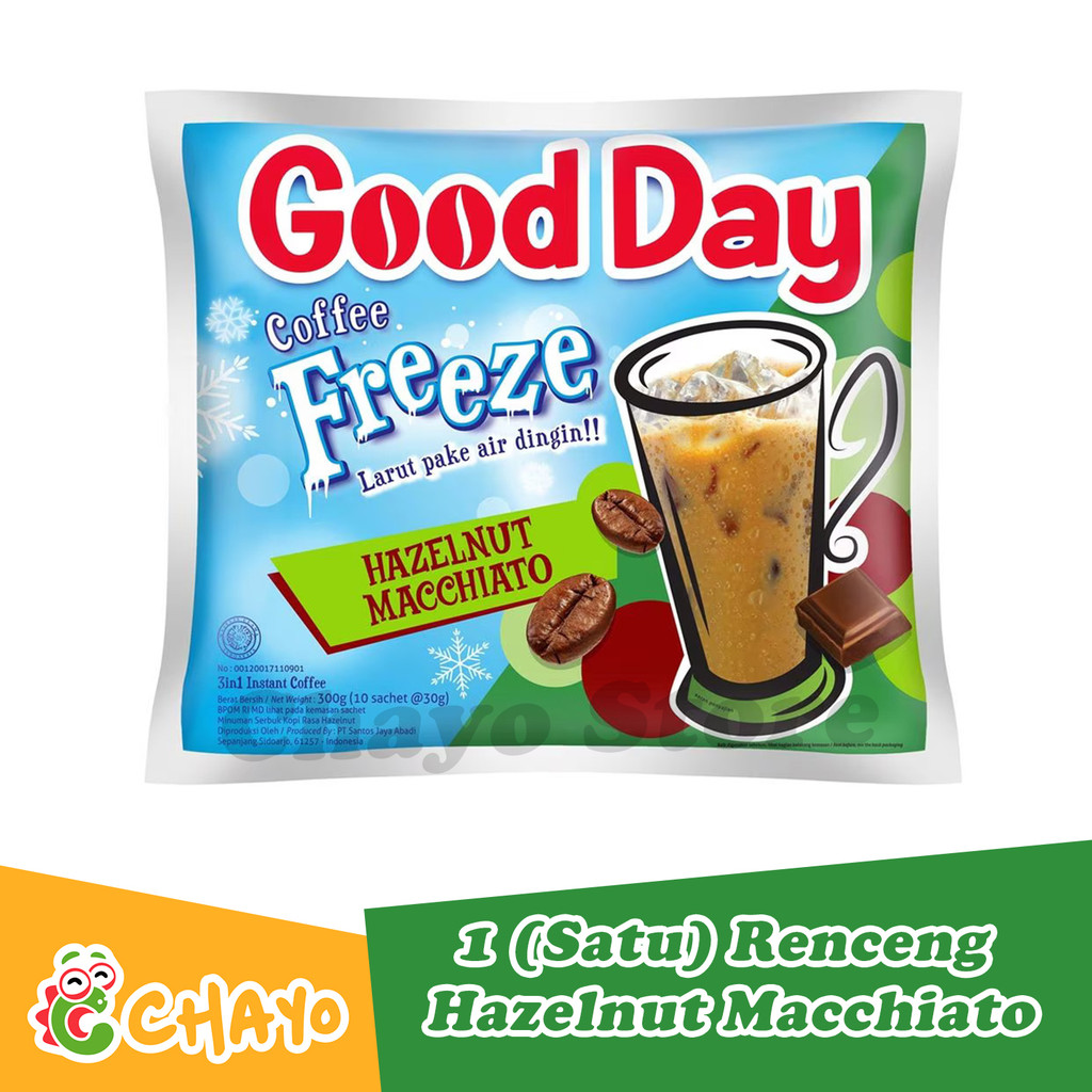 

Good Day Freeze Hazelnut Macchiato Kopi Instan 3 in 1 Sachet 1 Renceng - 10 Sachet