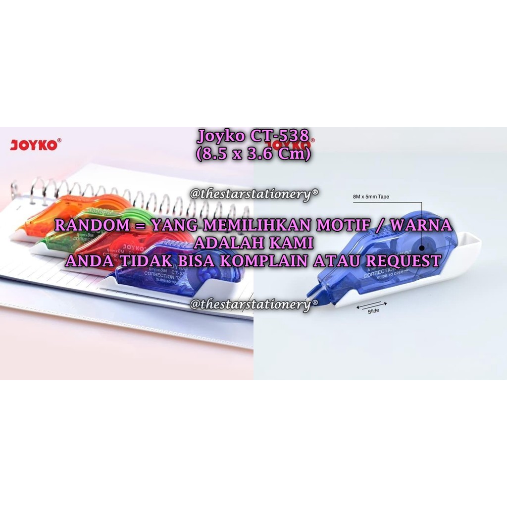 

(1 Biji) GROSIR Correction Tape JOYKO CT-538 (8Mx5mm) / Pita Koreksi Joyko CT-538 (1 Biji)