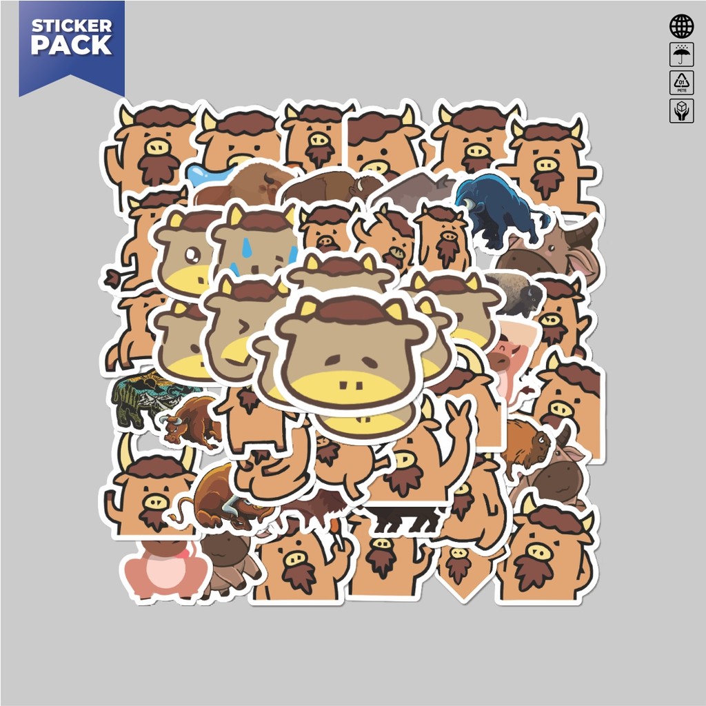 

[100PCS]Stiker Pack Stiker Hewan Bison Aesthetic Vinyl Anti Air Dekorasi Sticker Laptop Buku Journal Koper Helm Casing HP Gitar Helm Skateboard