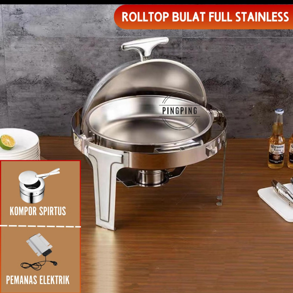 /【COD / Bayar Ditempat】RollTop Bulat Prasmanan / RollTop Segi Oval Stainlees Steel/prasmanan set sta