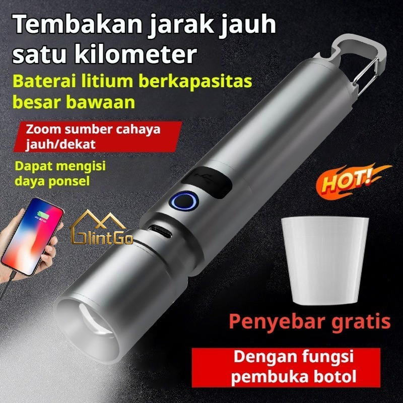 Senter Laser Zoom Multifungsi Yang Dapat Ditarik  Laser Outdoor LED Lampu