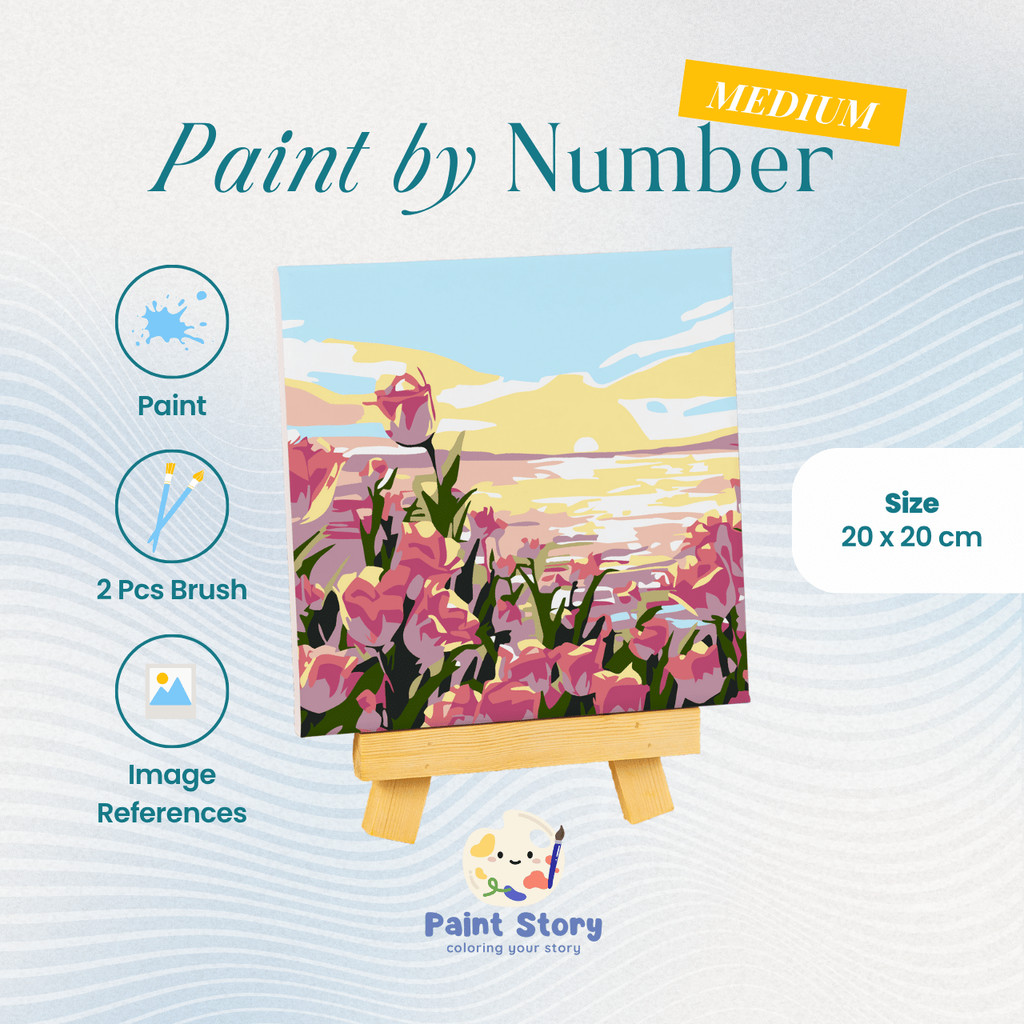 

PAINT STORY Paint by Number Kanvas Lukis 20x20 cm DIY Digital Painting Kit - Medium