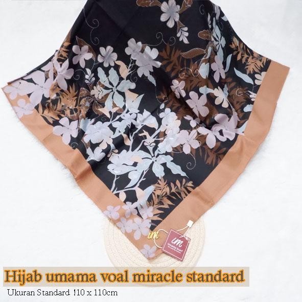 Hampers satu hijab segiempat umama exlusive motif pouch 110 x 110 Voal - Hitam, Ulang tahun