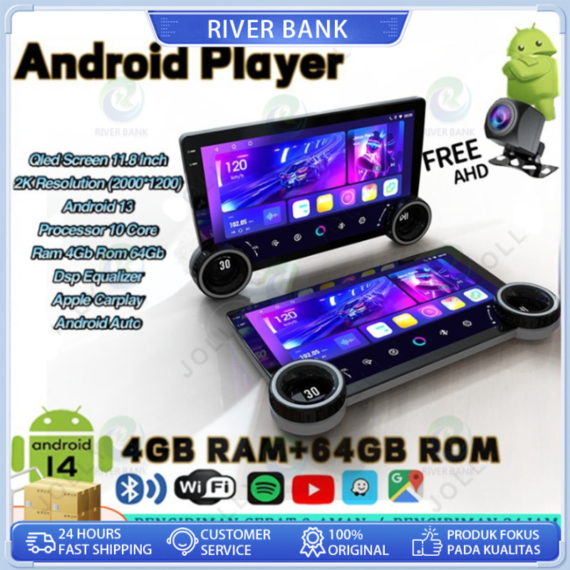 COD/4G+64G IPS Screen Head Unit Android 7/9/10/11.8 Inch Car Android 13 Navigasi Untuk TOYOTA Daihat