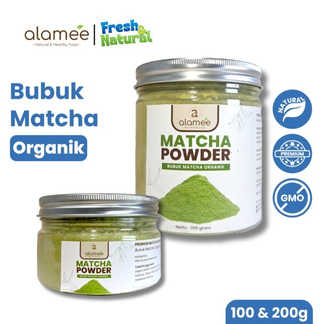 

ALAMEE Matcha Powder Minuman Teh Matcha Pure PREMIUM Macha Tea Powder Tanpa Campuran Gula 200gr fresh and natural