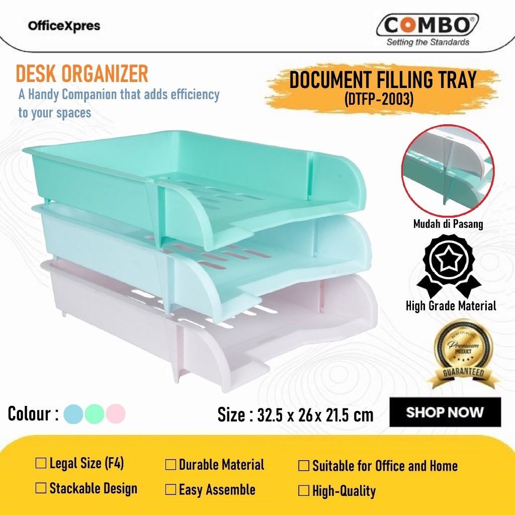 

Document Tray Plastik / Rak Dokumen Plastik / Paper Tray 3 Susun DTFP 2003 / Document Filling Tray