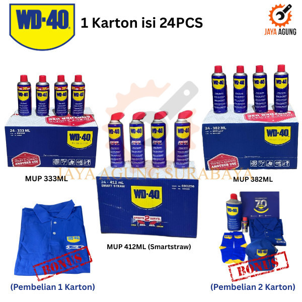 WD-40 Multi-Use Product / WD Pelumas Anti Karat MUP 333ml, MUP 382ml, Smartsraw 412ml Karton isi 24P