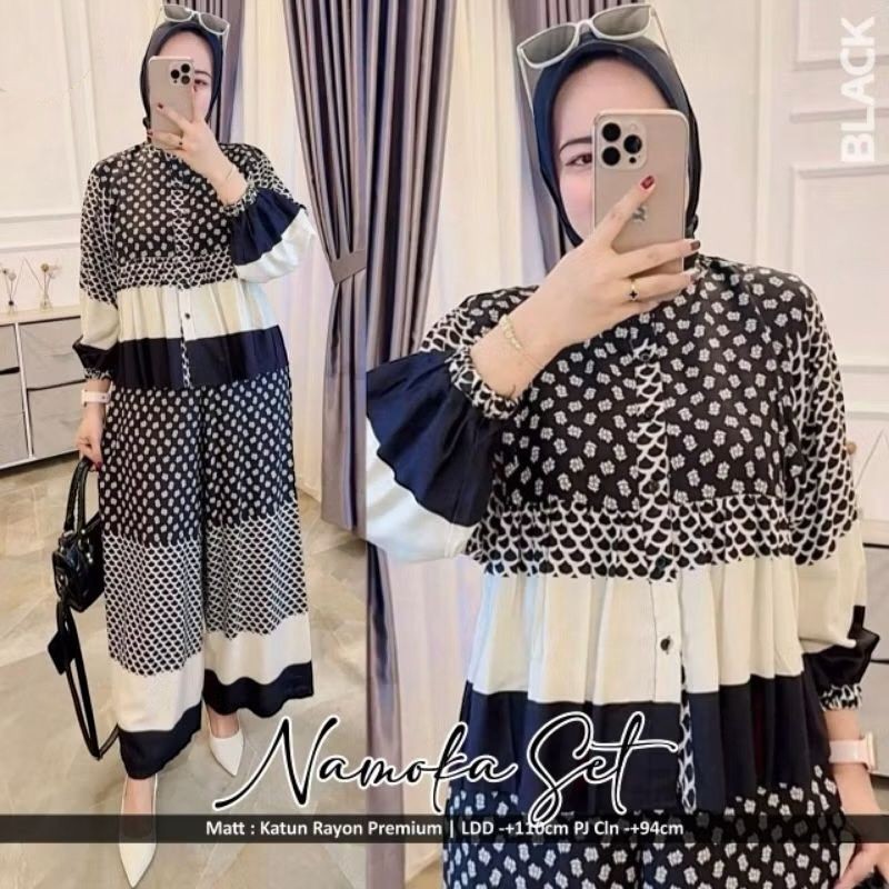 LATIFSHOP NAMOKA SET RAYON LD 110 - 120 CELANA KULOT // SETELAN RAYON // ONE SET NAMOKA // SET POLKA