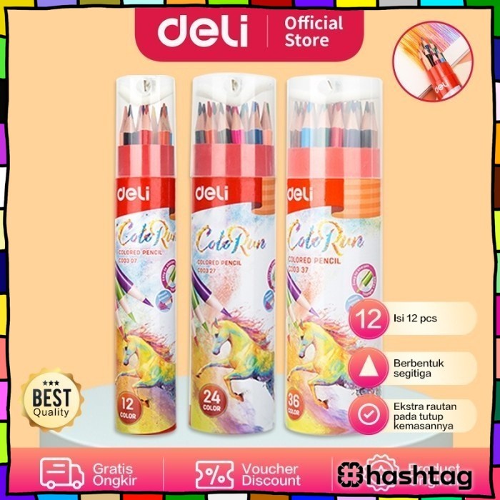 

#️⃣DELI004 Deli EC00307 Pensil Warna 12 Warna dengan Bonus Rautan Pensil Diatas Y1668