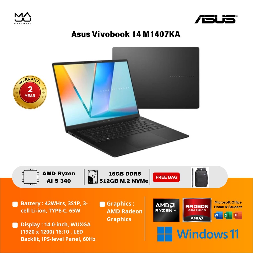 Laptop ASUS M1407KA VIPS5151M VIPS5152M VIPS5153M Ryzen AI 5 340 RAM 16GB/512GB SSD