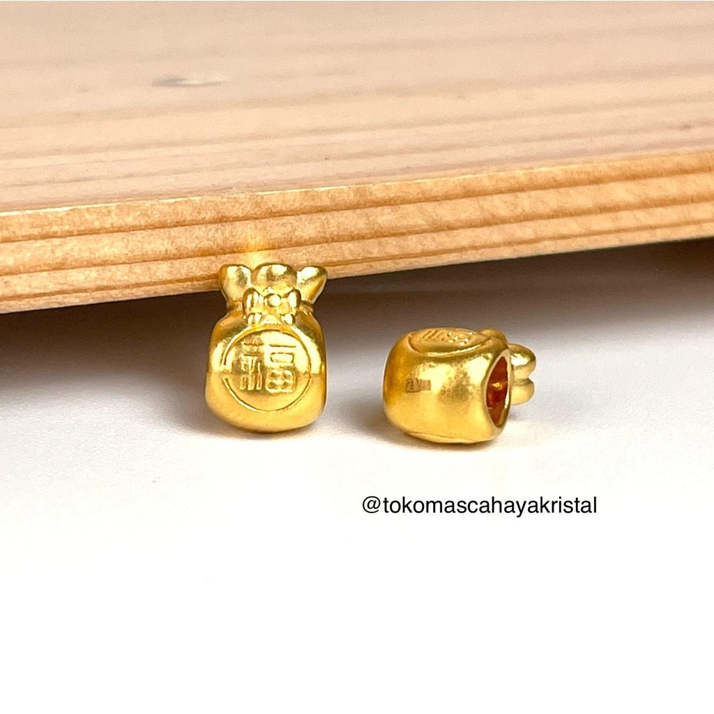 Charm Emas Money Bag / Kantong Uang 24K HK Hongkong 999% - Gold Bracelet
