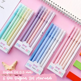 

1SET ISI 6PCS PULPEN GEL MORANDI COLOR / PULPEN GEL WARNA PASTEL LUCU / PEN GEL AESTHETIC