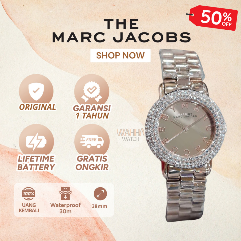 Jam Tangan Marc Jacobs MBM3192 Marci Rose Gold Dial Ion Plated Stainless Steel Dial Watch For Women 