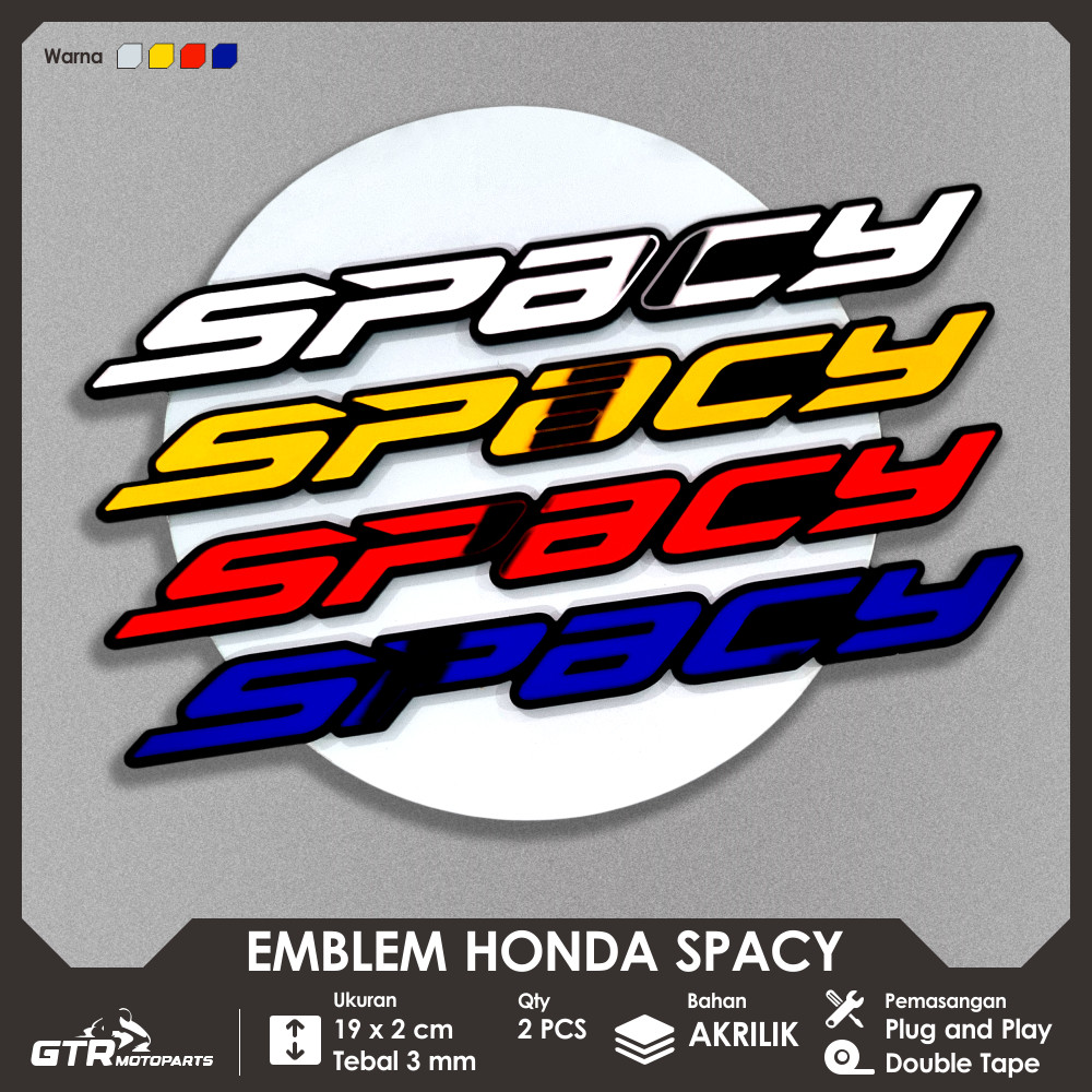 Emblem Spacy 2 PCS Timbul 3D Logo Aksesoris Motor Honda Spacy