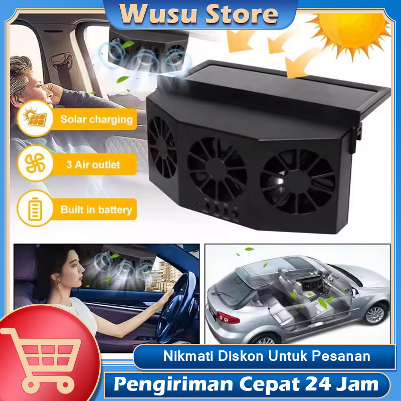 Solar Powered Fan Cooler Kipas Angin Exhaust Tenaga Surya Mobil Universal Solar Powered Car Cooling 
