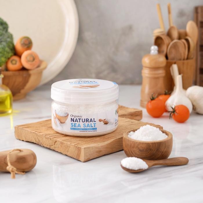 

Sea Salt Pure Organic Garam Laut Alami Premium Natural Asli 100% / Seasalt Fine Grain Organik non GMO Garam Mpasi Halus - 250g