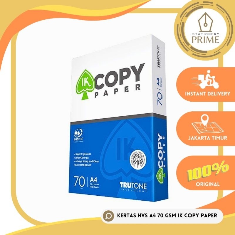 

( 1 DUS IK COPY PAPER ) Kertas HVS IK Copy Paper A4 70gr Khusus INSTANT / SAMEDAY isi 5 Rim