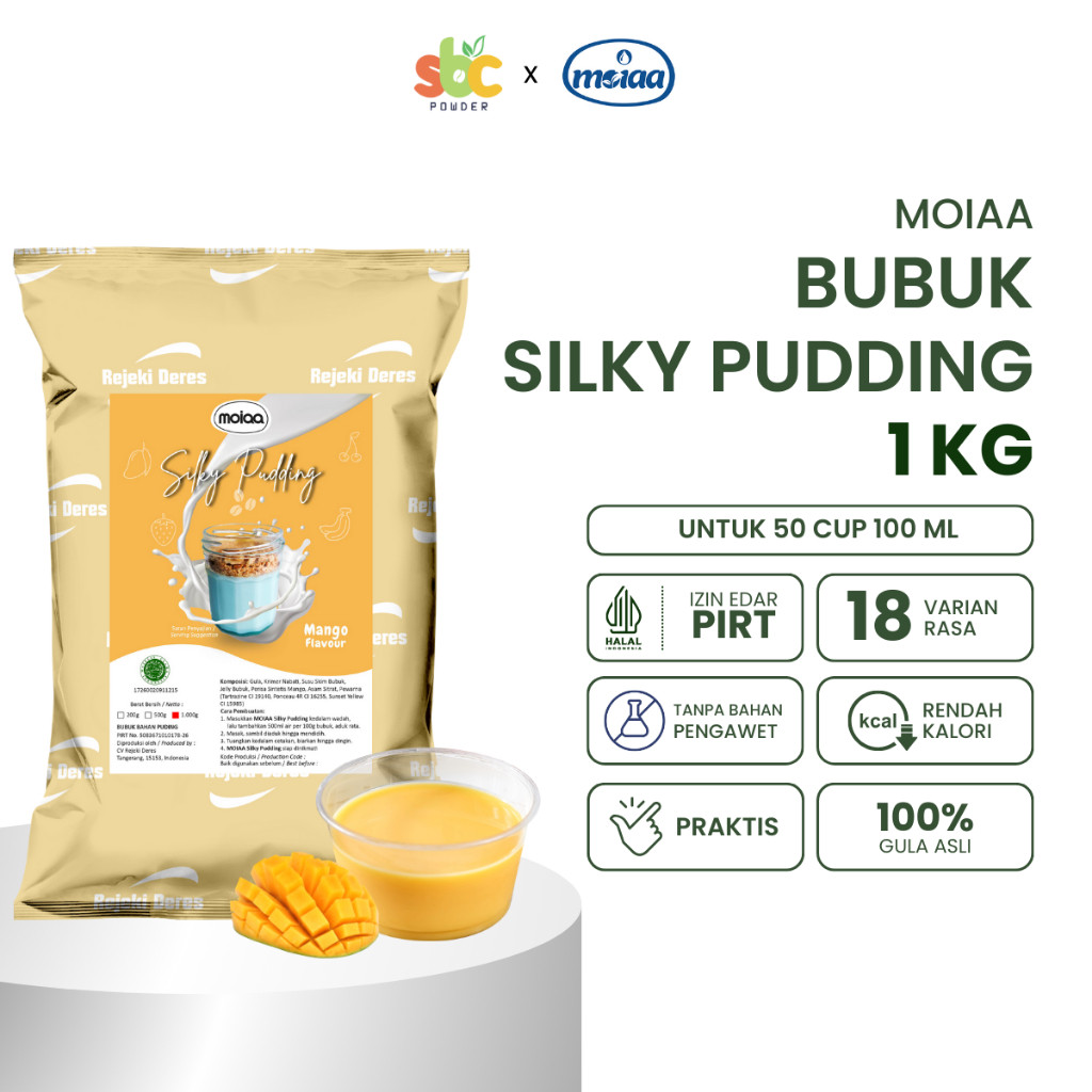 

SBC x MOIAA - Premix Silky Pudding 1000 gram / Bubuk Puding kiloan / Puding Instant / Cemilan