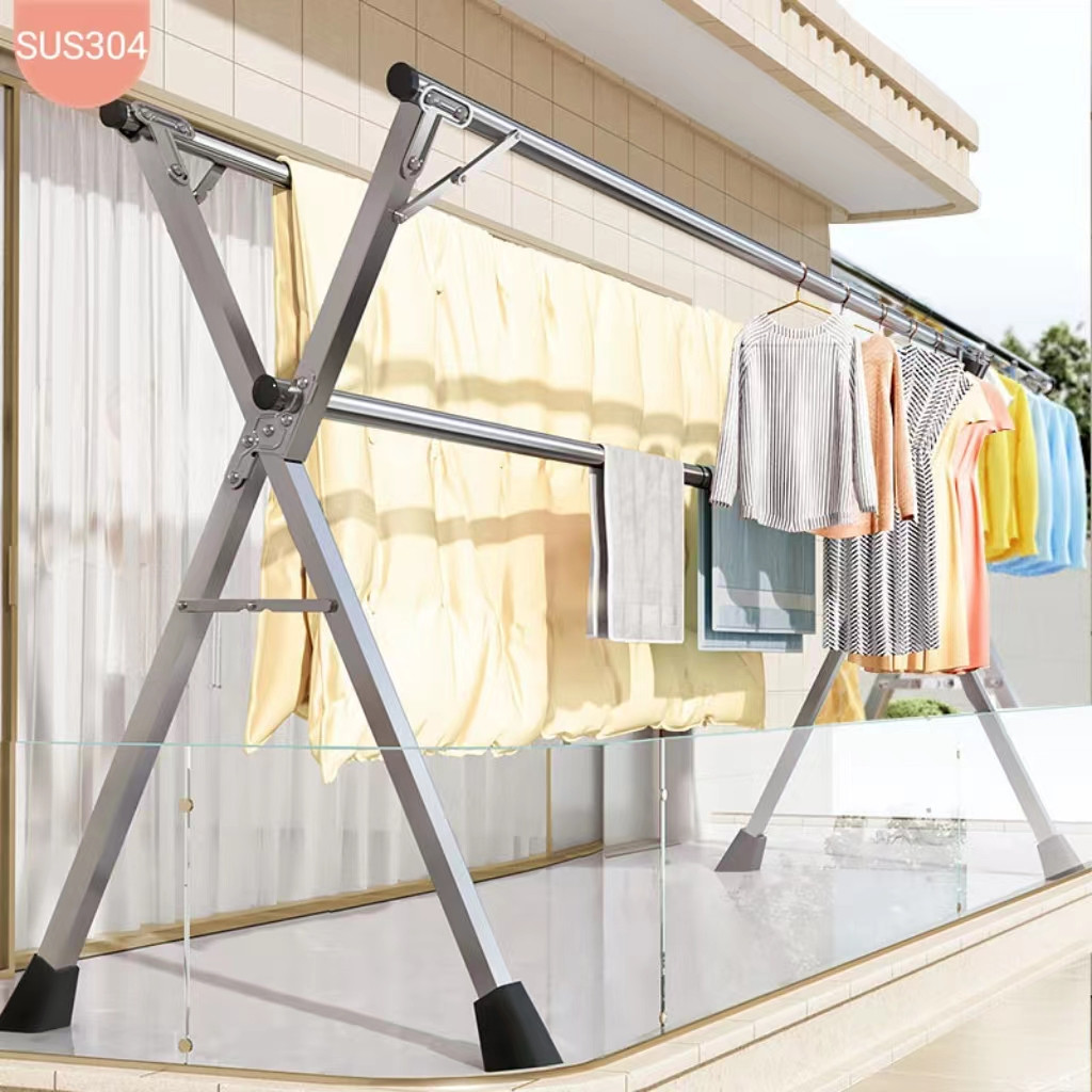 【OKEEY MEDAN 】Jemuran Baju Lipat SUS304 Stainless - Jemuran Pakaian Anti Karat 200cm Dengan Roda & K