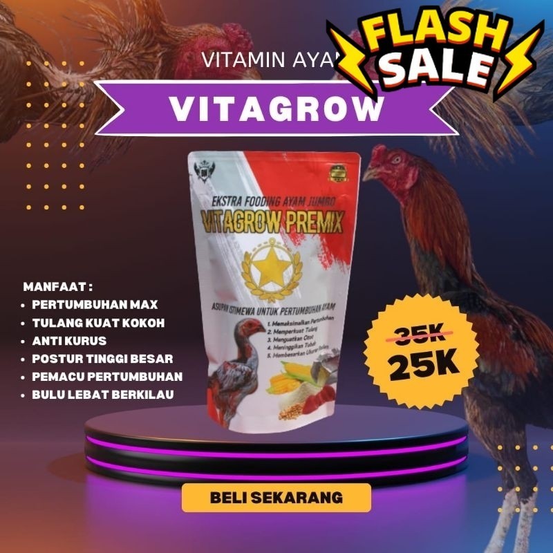 Vitamin Ayam filipin Tarung Sangar pertumbuhan VITAGROW PREMIX 200g