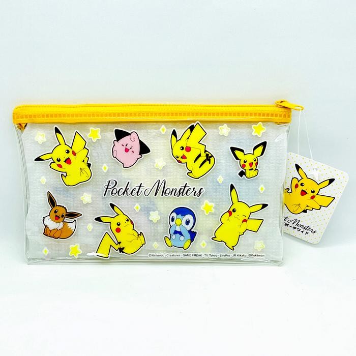 

BEST- [Kuyamol] Tempat Pensil Cute CLEAR ZIPPER POUCH POKEMON POCKET MONSTER PENCIL CASE SERBAGUNA JAPAN - SIZE : 12x20cm