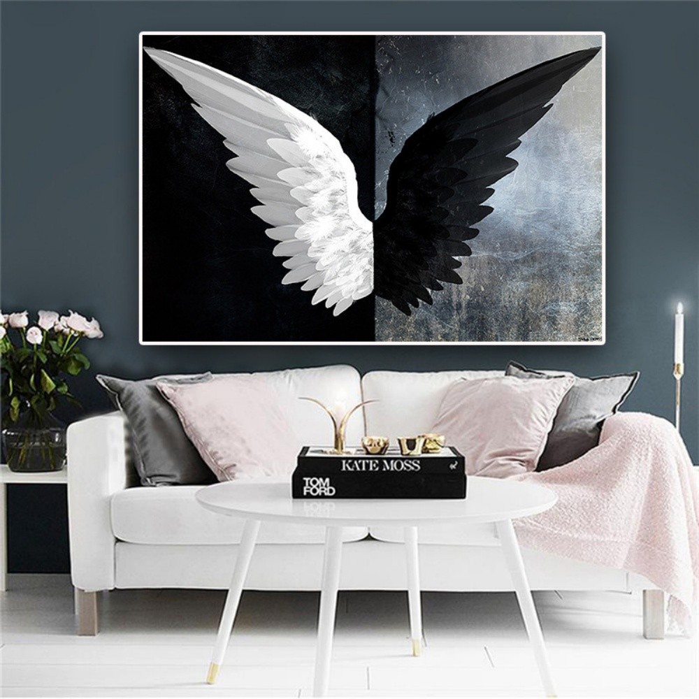

Creative Oil Painting Angel Wing Wall Art Abstract Decorative Painting, Modern Home Porch Living Room Painting Frameless.