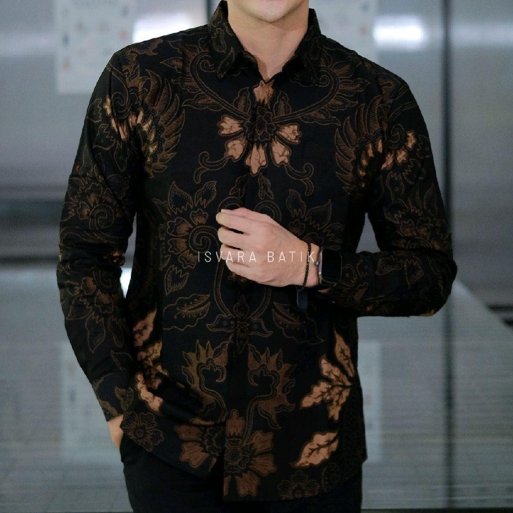 Isvara Batik Kemeja Batik Pria Lengan Panjang BASKARA Kemeja Batik Pria Lengan Panjang Slim Fit Keme