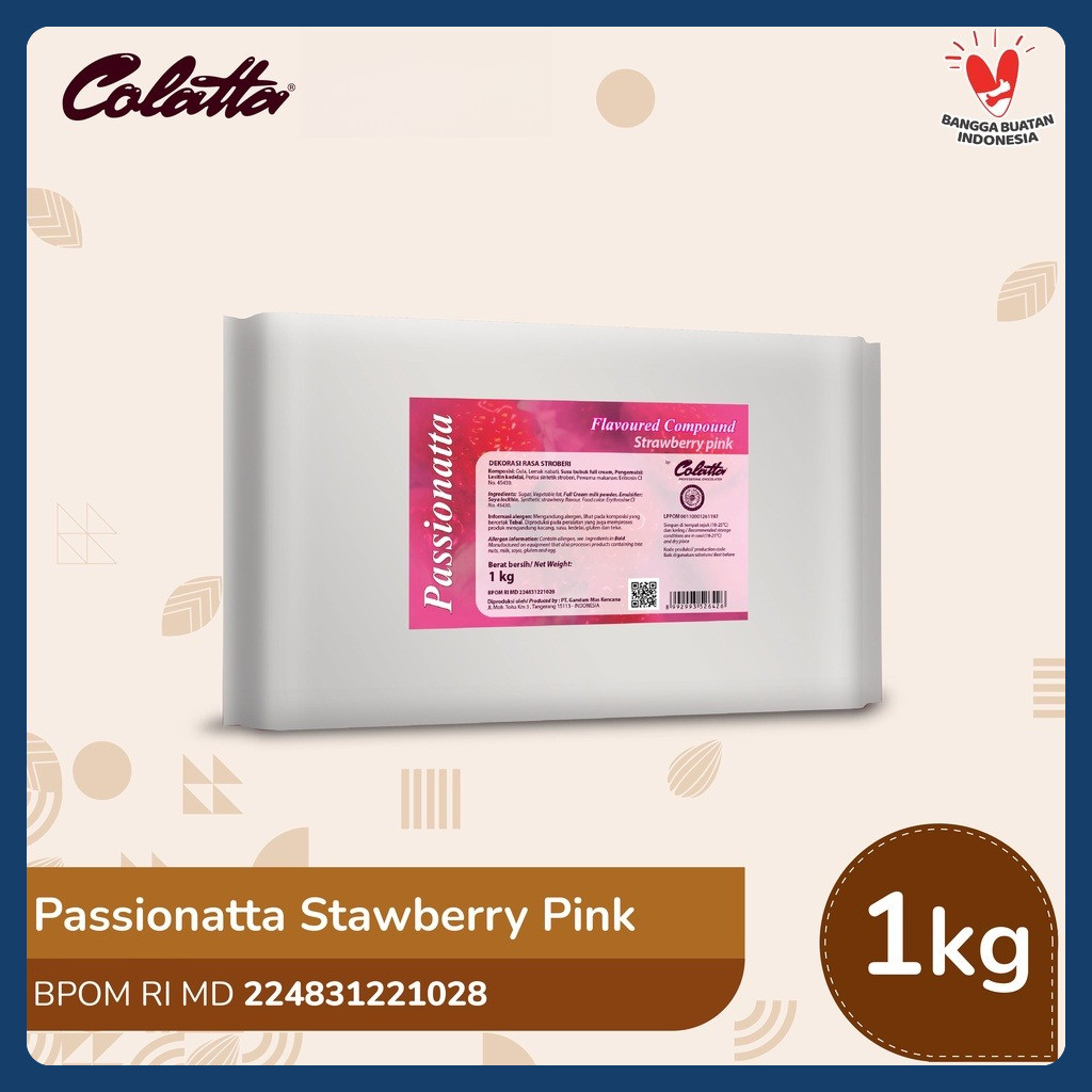 

Colatta Passionatta Chocolate Stawberry Pink - Coklat Strawberry Batang 1Kg