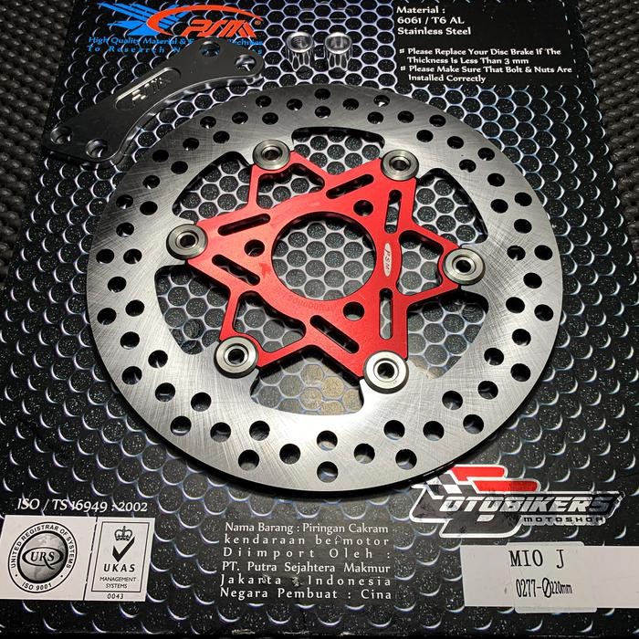 PIRINGAN CAKRAM DISC PSM MIO J GT M3 220 MM 220mm LUBANG 3 YAMAHA  Merah TANPA BRACKET