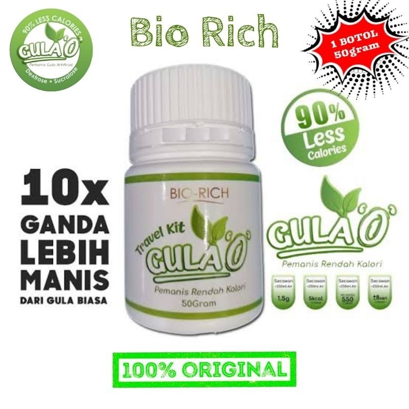 

Gula 0 Kalori Bio Rich 1 Botol Isi 50gr Original Malaysia