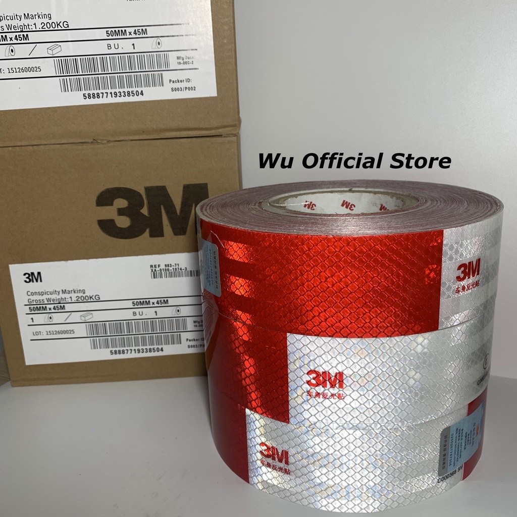 Stiker Reflektor Merah Putih 3M Sticker Reflektif Pantul Cahaya Truk